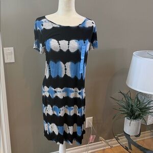 NWT U-KNIT Tie Dye/Denim Short Sleeve Dress - Size L